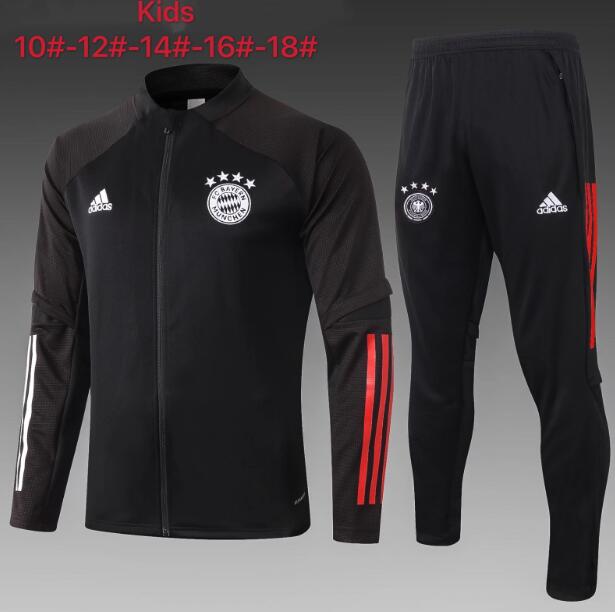 Bayern Munich Kids Black Jacket and Pants Youth Training Kits 2020/21